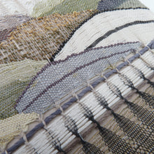 画像をギャラリービューアに読み込む, 袋帯 洒落袋帯 組織 波に横縞模様 茶色系 ベージュ色ｘ薄緑色ｘ灰色 お太鼓柄 正絹 仕立て上がり 着物帯 長さ456cm