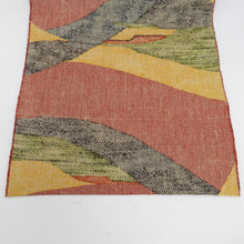 画像をギャラリービューアに読み込む, 名古屋帯 紬 八寸帯 正絹 赤色ｘ黄色ｘ緑色ｘ多色 幾何学模様 カラフル 六通柄 カジュアル 仕立て上がり 着物帯 長さ355cm