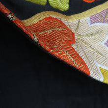 画像をギャラリービューアに読み込む, 袋帯 黒色ｘ多色 金糸 黒地 菊紋紋様 六通柄 正絹 仕立て上がり 着物帯 長さ416cm