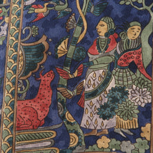 画像をギャラリービューアに読み込む, 小紋 袷 青色ｘ緑色ｘ多色 更紗模様 正絹 広衿 仕立て上がり着物 身丈150cm