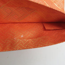 画像をギャラリービューアに読み込む, 袋帯 佐賀錦 金糸 オレンジ色ｘ金色 菱型模様 全通柄 正絹 箱付き 証紙付き 仕立て上がり 着物帯 長さ428cm