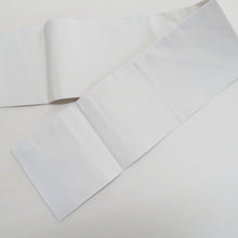 画像をギャラリービューアに読み込む, 名古屋帯 ポリエステル お太鼓柄 薄灰色ｘ白色 花紋様 カジュアル 仕立て上がり 着物帯 長さ357cm