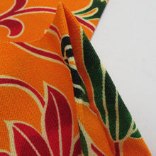画像をギャラリービューアに読み込む, 名古屋帯 ウール 全通柄 唐草花紋様 黄色ｘ緑色ｘ赤色 カジュアル 仕立て上がり 着物帯 長さ356cm