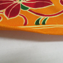 画像をギャラリービューアに読み込む, 名古屋帯 ウール 全通柄 唐草花紋様 黄色ｘ緑色ｘ赤色 カジュアル 仕立て上がり 着物帯 長さ356cm