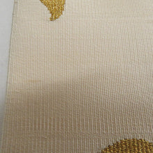 画像をギャラリービューアに読み込む, 名古屋帯 正絹 本綴れ 花紋様 お太鼓柄 金糸銀糸 ベージュ色ｘ金色x多色 カジュアル 仕立て上がり 着物帯 長さ364cm
