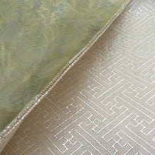 画像をギャラリービューアに読み込む, 袋帯 佐賀錦 金糸銀糸 シャンパンゴールド系 金色ｘ薄ピンク色ｘ銀色 菱型に鳥紋様 六通柄 正絹 仕立て上がり 着物帯 長さ440cm