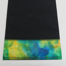 画像をギャラリービューアに読み込む, 名古屋帯 正絹 花紋様 お太鼓柄 黒色ｘ黄緑ｘオレンジ色 金糸 カジュアル 仕立て上がり 着物帯 長さ357cm