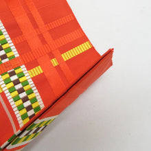 画像をギャラリービューアに読み込む, 名古屋帯 正絹 博多織 オレンジ色ｘ黄色x緑色 幾何学模様 六通柄 カジュアル 仕立て上がり 着物帯 長さ362cm