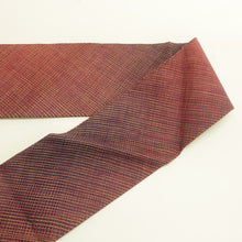 Load image into Gallery viewer, 名古屋帯 正絹 赤色ｘ紫色ｘ金色 金糸 網紋様 全通柄 カジュアル 仕立て上がり 着物帯 長さ384cm