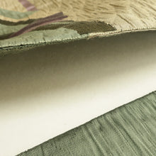 Load image into Gallery viewer, 名古屋帯 正絹 ふくれ織 緑色ｘ茶色ｘ多色 波模様 お太鼓柄 カジュアル 仕立て上がり 着物帯 長さ362cm