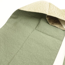 Load image into Gallery viewer, 名古屋帯 正絹 ふくれ織 緑色ｘ茶色ｘ多色 波模様 お太鼓柄 カジュアル 仕立て上がり 着物帯 長さ362cm