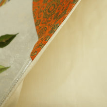 Load image into Gallery viewer, 袋帯 銀糸金糸 銀色ｘオレンジ色ｘ多色 お太鼓柄 丸に花瓶紋様 正絹 仕立て上がり 長さ420cm