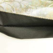 Load image into Gallery viewer, 袋帯 銀糸金糸 緑色ｘ金色ｘ紫色ｘ多色 六通柄 雲どりに花々紋様 正絹 仕立て上がり 長さ440cm