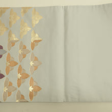 Load image into Gallery viewer, 袋帯 金糸 灰色ｘ金色ｘ紫色 六通柄 花紋様 正絹 仕立て上がり 長さ432cm