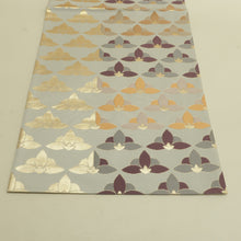 Load image into Gallery viewer, 袋帯 金糸 灰色ｘ金色ｘ紫色 六通柄 花紋様 正絹 仕立て上がり 長さ432cm