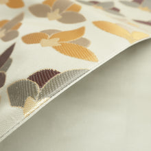 Load image into Gallery viewer, 袋帯 金糸 灰色ｘ金色ｘ紫色 六通柄 花紋様 正絹 仕立て上がり 長さ432cm