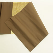 画像をギャラリービューアに読み込む, 袋帯 金糸 ゴールド系 金色ｘ茶色ｘ多色 刺繍入り 有栖川模様 お太鼓柄 箱付き 正絹 仕立て上がり 長さ472cm