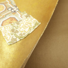 画像をギャラリービューアに読み込む, 袋帯 金糸 ゴールド系 金色ｘ茶色ｘ多色 刺繍入り 有栖川模様 お太鼓柄 箱付き 正絹 仕立て上がり 長さ472cm
