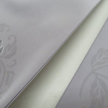 Load image into Gallery viewer, 名古屋帯 正絹 塩瀬 紫色ｘ銀色 華紋紋様 お太鼓柄 カジュアル 仕立て上がり 着物帯 長さ364cm