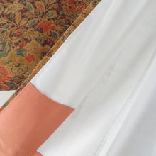 Load image into Gallery viewer, 小紋 袷 辛子色ｘオレンジ色ｘ緑色ｘ紫色 辻が花模様 正絹 広衿 仕立て上がり着物 身丈159cm