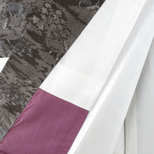 Load image into Gallery viewer, 紬 着物 アンサンブル 羽織付き セット 風景模様 袷 バチ衿 焦げ茶色ｘ灰色 正絹 カジュアル 仕立て上がり 身丈155cm