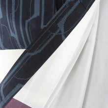 画像をギャラリービューアに読み込む, 紬 着物 アンサンブル 道行付き セット 幾何学模様 袷 バチ衿 紺色ｘ青色 正絹 カジュアル 仕立て上がり 身丈157cm