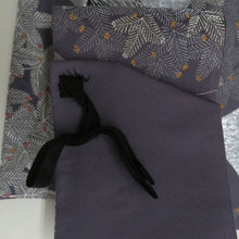 Load image into Gallery viewer, 袋帯 作り帯 付帯 一対型 正絹 金糸銀糸 フォーマル 二重太鼓 紫色ｘ銀色 六通柄 青海波に松 箱付き 仕立て上がり 着物帯