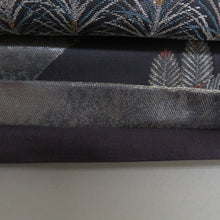 Load image into Gallery viewer, 袋帯 作り帯 付帯 一対型 正絹 金糸銀糸 フォーマル 二重太鼓 紫色ｘ銀色 六通柄 青海波に松 箱付き 仕立て上がり 着物帯