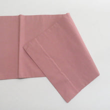 Load image into Gallery viewer, 袋帯 洒落袋帯 正絹 紬系 ダークピンク色ｘ緑色 お太鼓柄 椿紋様 カジュアル 仕立て上がり 着物帯 長さ424cm