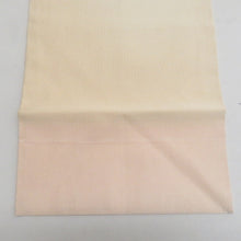 Load image into Gallery viewer, 名古屋帯 正絹 ベージュ色ｘピンク色ｘ多色 お太鼓柄 雲と籠に菊紋様 金糸銀糸 カジュアル 仕立て上がり 着物帯 長さ356cm