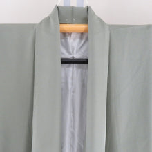 画像をギャラリービューアに読み込む, 色無地 緑色 袷 広衿 一つ紋入り 木瓜紋 正絹 落款入り 仕立て上がり 身丈160cm
