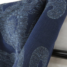 Load image into Gallery viewer, 御召 アンティークレトロ 正絹 袷 広衿 紺色ｘ青色ｘ茶色 乱菊模様 カジュアル お召着物 仕立て上がり リサイクル 身丈149cm