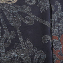 Load image into Gallery viewer, 御召 アンティークレトロ 正絹 袷 広衿 紺色ｘ青色ｘ茶色 乱菊模様 カジュアル お召着物 仕立て上がり リサイクル 身丈149cm
