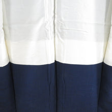 Load image into Gallery viewer, 御召 アンティークレトロ 正絹 袷 広衿 紺色ｘ青色ｘ茶色 乱菊模様 カジュアル お召着物 仕立て上がり リサイクル 身丈149cm