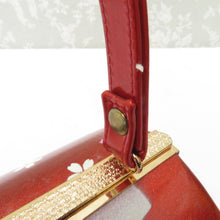 画像をギャラリービューアに読み込む, 和装バッグ 振袖用 エナメル フォーマル レッド系 桜文様 単品バッグ