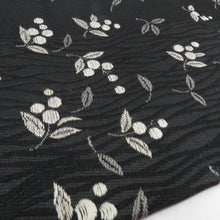 画像をギャラリービューアに読み込む, 名古屋帯 作り帯 名古屋帯 黒地 実・葉柄 正絹 分離型 モノトーン ワンタッチ名古屋帯 未使用品