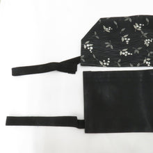 画像をギャラリービューアに読み込む, 名古屋帯 作り帯 名古屋帯 黒地 実・葉柄 正絹 分離型 モノトーン ワンタッチ名古屋帯 未使用品