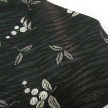 画像をギャラリービューアに読み込む, 名古屋帯 作り帯 名古屋帯 黒地 実・葉柄 正絹 分離型 モノトーン ワンタッチ名古屋帯 未使用品