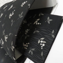画像をギャラリービューアに読み込む, 名古屋帯 作り帯 名古屋帯 黒地 実・葉柄 正絹 分離型 モノトーン ワンタッチ名古屋帯 未使用品