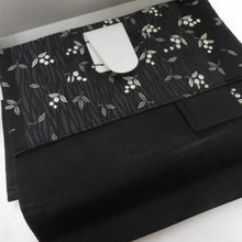 画像をギャラリービューアに読み込む, 名古屋帯 作り帯 名古屋帯 黒地 実・葉柄 正絹 分離型 モノトーン ワンタッチ名古屋帯 未使用品