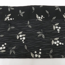 画像をギャラリービューアに読み込む, 名古屋帯 作り帯 名古屋帯 黒地 実・葉柄 正絹 分離型 モノトーン ワンタッチ名古屋帯 未使用品