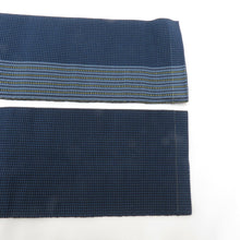 Load image into Gallery viewer, 角帯 正絹 ブルー系 格子 横縞 紳士 男性用 メンズ 男帯 着物 和装 チェック ボーダー 長さ398.6cm
