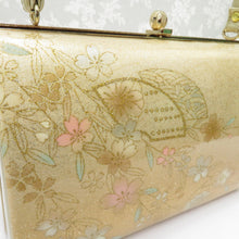 Load image into Gallery viewer, 草履・バッグセット 草履バッグセット ゴールド系 桜・菊・扇面 フリーサイズ 24cm 箱付 フォーマル 留袖 訪問着 付下 色無地 振袖