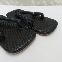 画像をギャラリービューアに読み込む, 草履 男性用 雪駄 メンズ着物用 ネイビー×グレー矢羽根・ブラック Lサイズ26cm カジュアル 普段着物 浴衣 男物 和装
