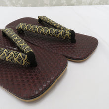 画像をギャラリービューアに読み込む, 草履 男性用 雪駄 メンズ着物用 ベージュ×ネイビー青海波・エンジ Lサイズ 26cm カジュアル 普段着物 浴衣 男物 和装