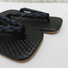 画像をギャラリービューアに読み込む, 草履 男性用 雪駄 メンズ着物用 ネイビー×グレー矢羽根・ブラック LLサイズ 27.5cm カジュアル 普段着物 浴衣 男物 和装