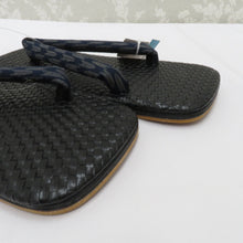 画像をギャラリービューアに読み込む, 草履 男性用 雪駄 メンズ着物用 ネイビー×グレー矢羽根・ブラック LLサイズ 27.5cm カジュアル 普段着物 浴衣 男物 和装