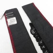 画像をギャラリービューアに読み込む, 重ね襟 ローブデコルテ調 重ね衿 パール レース 地模様 深紅×黒 成人式 前撮り 結婚式 卒業式 振袖 伊達衿