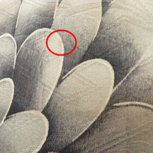 画像をギャラリービューアに読み込む, 小紋 アンティーク着物 正絹 袷 黄緑×グレー 大花柄 バチ衿 昔着物 きものリメイク 和洋ミックスコーデ