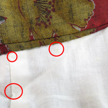 画像をギャラリービューアに読み込む, ウール着物 単衣 深赤地 赤花 黄花 バチ衿 しつけ糸付き カジュアルきもの 普段着物 仕立て上がり ウールきもの 身丈159.3cm